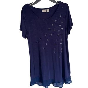 Zenergy by CHICO’S vneck top size 0 Small Navy